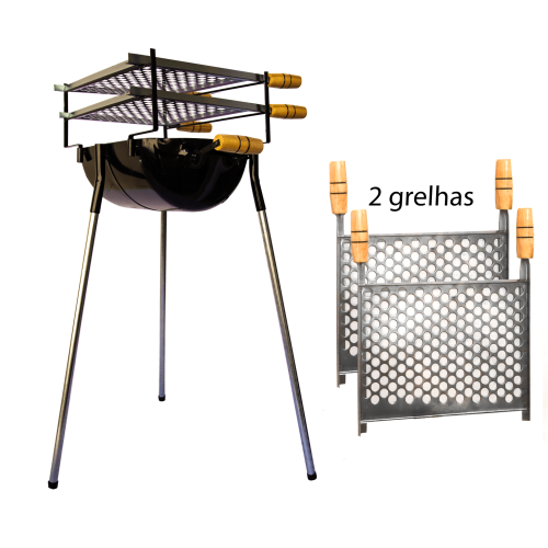 Churrasqueira Com 2 Grelhas De Botijão P2 C / Pés E 3 Níveis