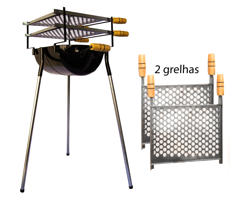 Churrasqueira Com 2 Grelhas De Botijão P2 C / Pés E 3 Níveis
