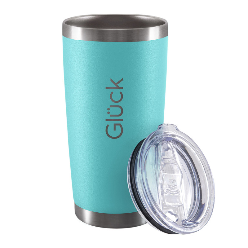 Copo térmico Gelado e Quente com tampa 591 ml Lucky - Gluck-Verde Agua