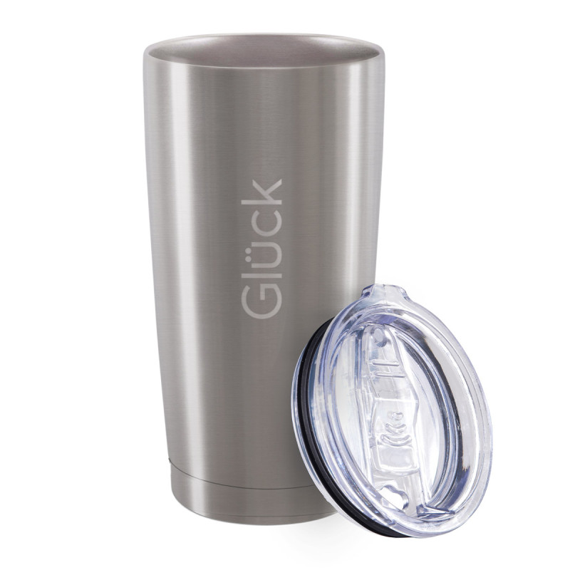 Copo térmico Gelado e Quente com tampa 591 ml Lucky - Gluck-Cinza