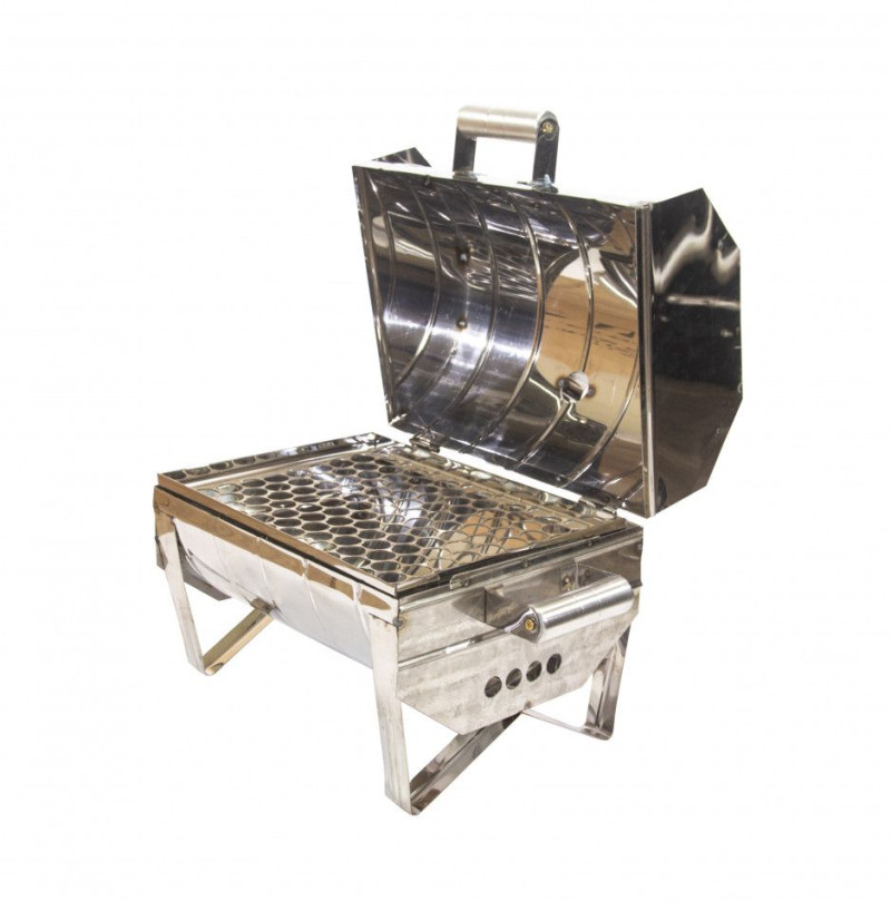 Churrasqueira De Inox A Carvão Portátil Mesa Com Tampa 