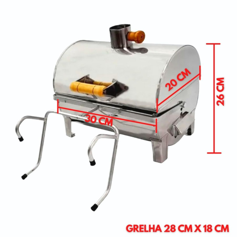 Churrasqueira Eliza Inox Bafinho 30x20 Para Pesca.