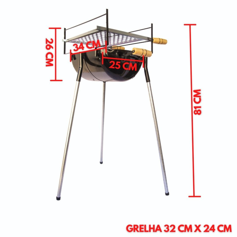 Churrasqueira Com 2 Grelhas De Botijão P2 C / Pés E 3 Níveis