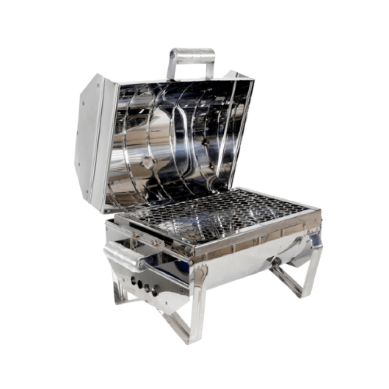 Churrasqueira De Inox A Carvão Portátil Mesa Com Tampa 