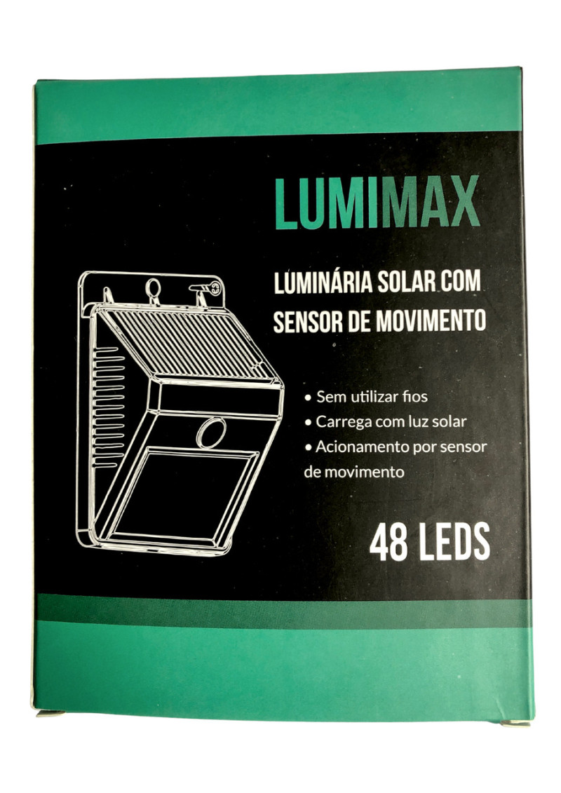 Luminária Solar Com Sensor De Movimento Para Parede - Preta
