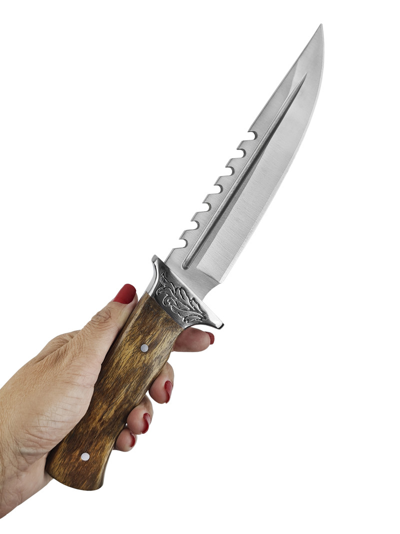 Faca Artesanal INOX 17cm Cabo em madeira A83