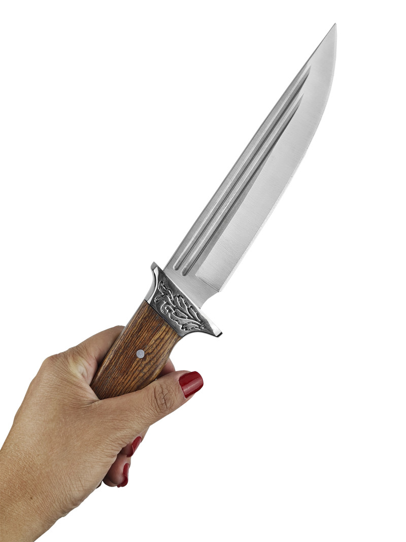 Faca Artesanal INOX 17cm Cabo em madeira A84