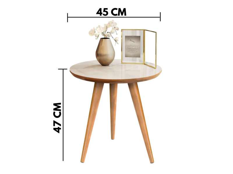 Mesinha De Canto Apoio Lateral 47 X 45cm Retrô Decora Lar - Pé Natural