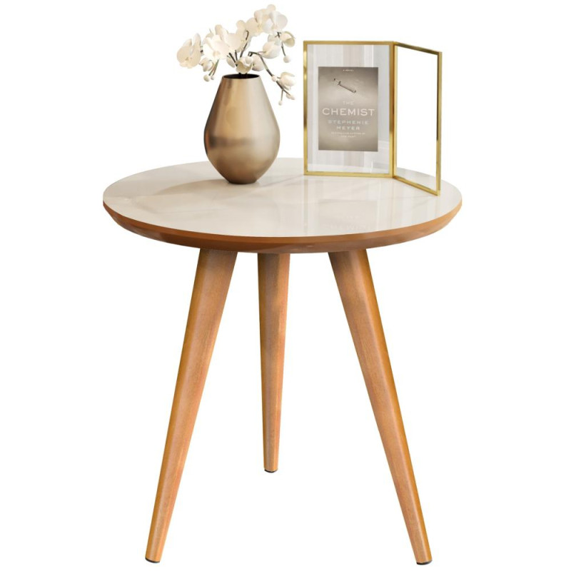 Mesinha De Canto Apoio Lateral 47 X 45cm Retrô Decora Lar - Pé Natural