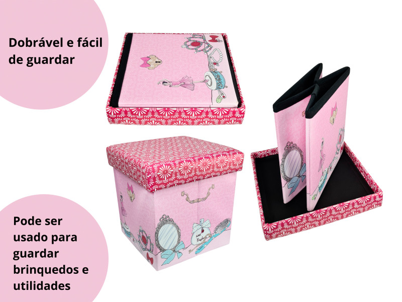 Puff Box Estampado Prático Guardar Brinquedos